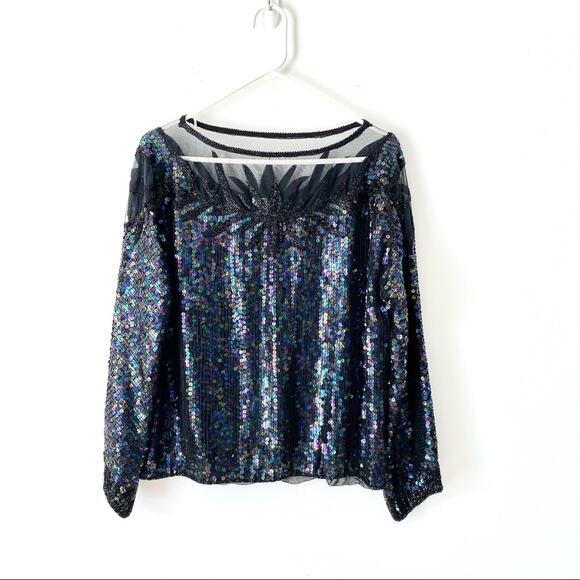 Judith Ann Creations Vintage Sequin Top Large - Picture 1 of 7